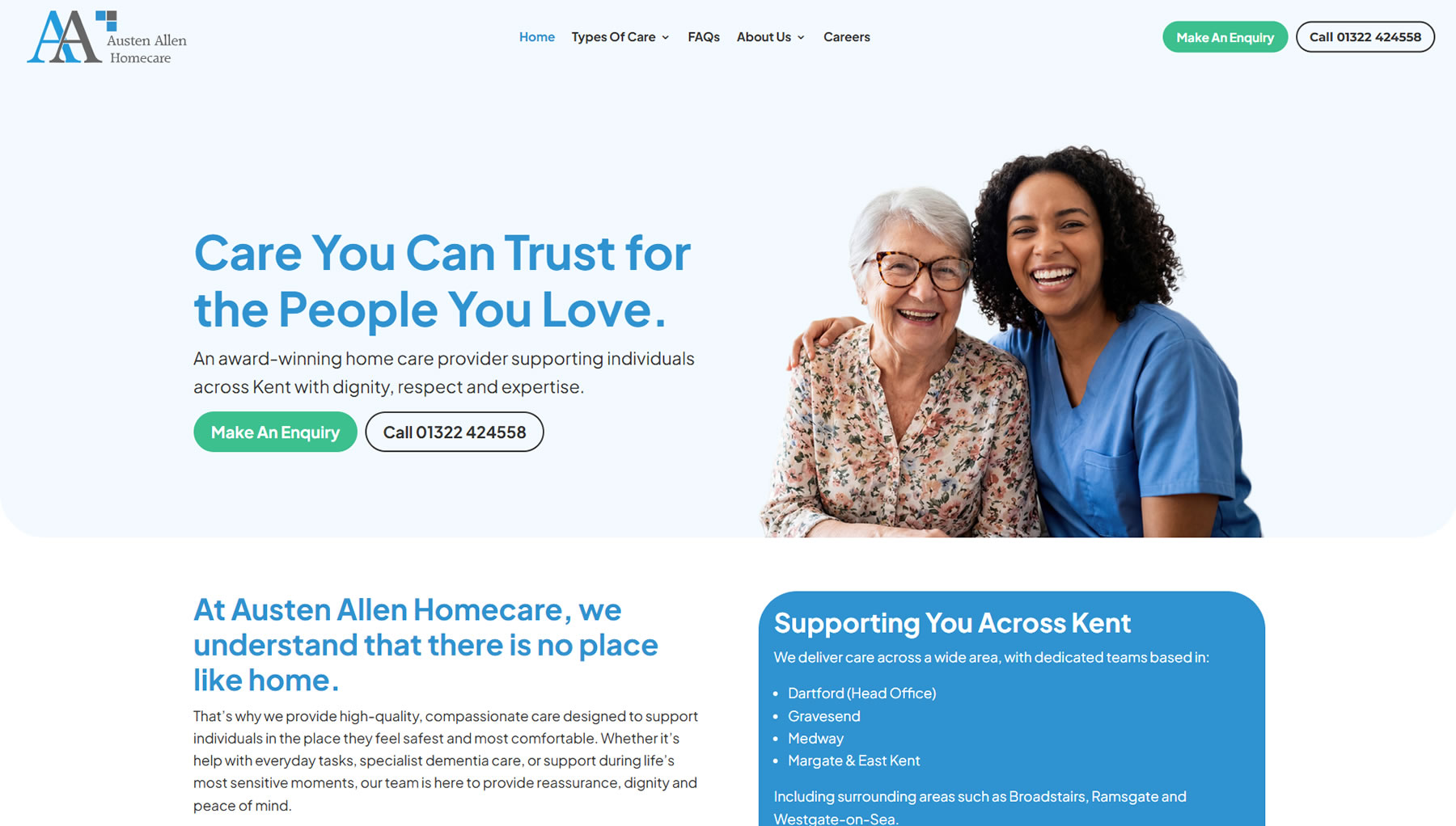 Austen Allen Homecare Website Design Medway Kent